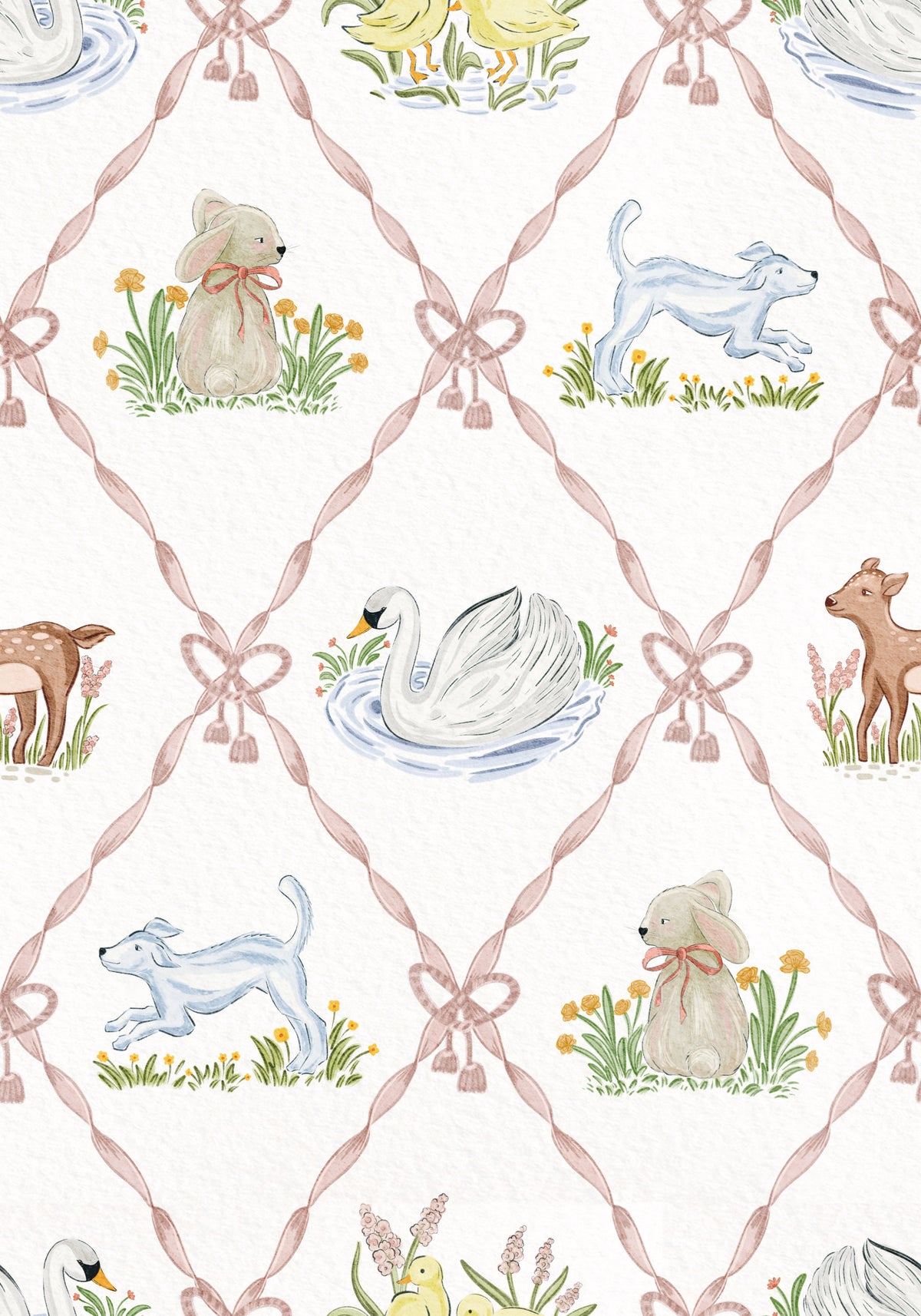 Ribbon & Rhymes Nursery Wallpaper Wallpaper⁠ in your room — zoomed