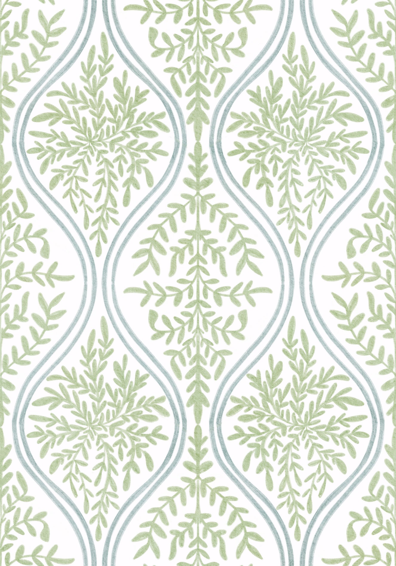 Green Leaf Damask Wallpaper⁠