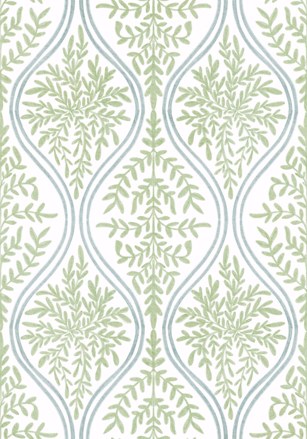 Green Leaf Damask Wallpaper⁠
