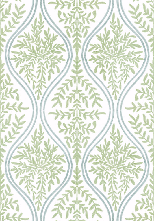 Green Leaf Damask Wallpaper⁠