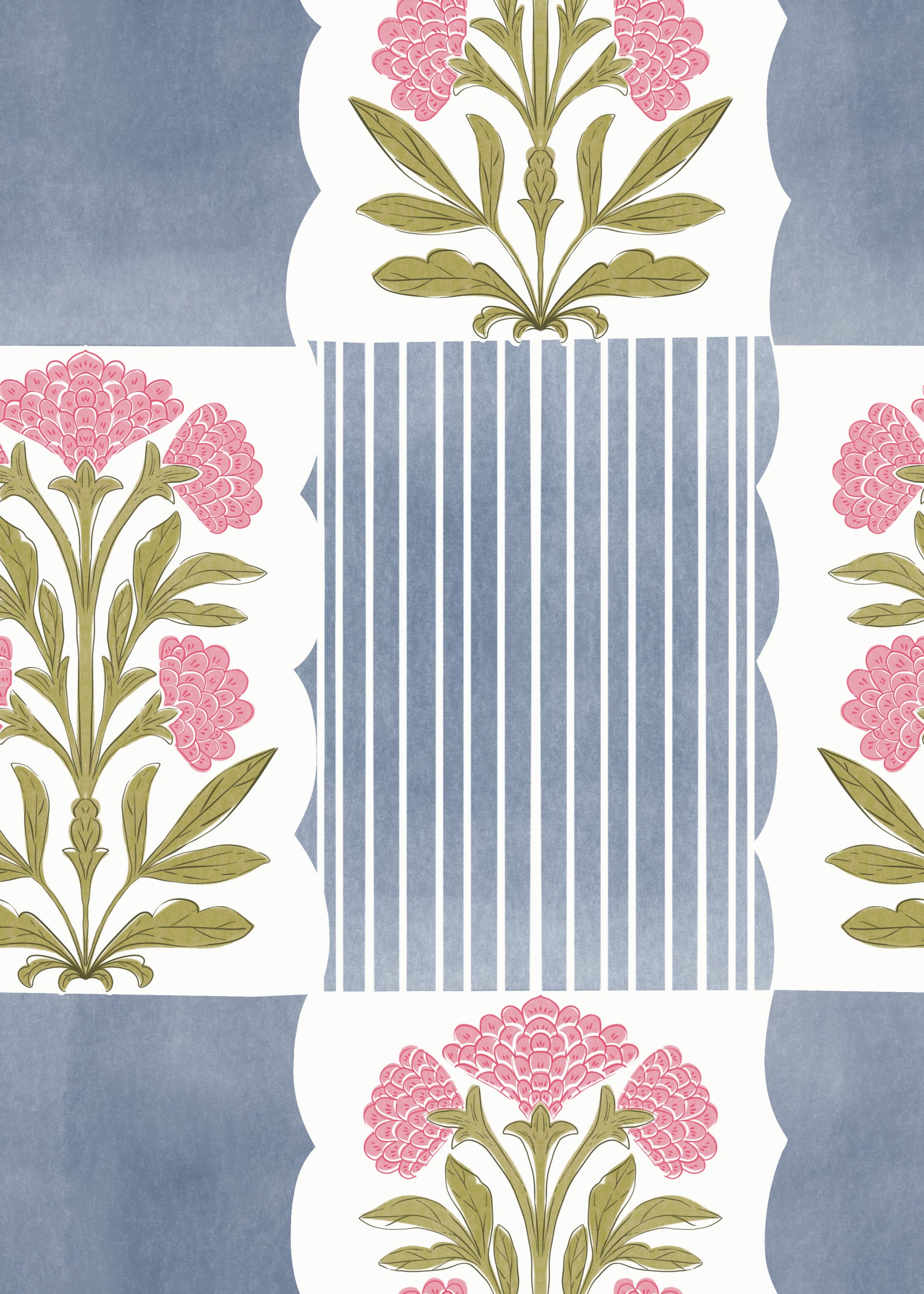 Blush & Blue Stripes Wallpaper⁠