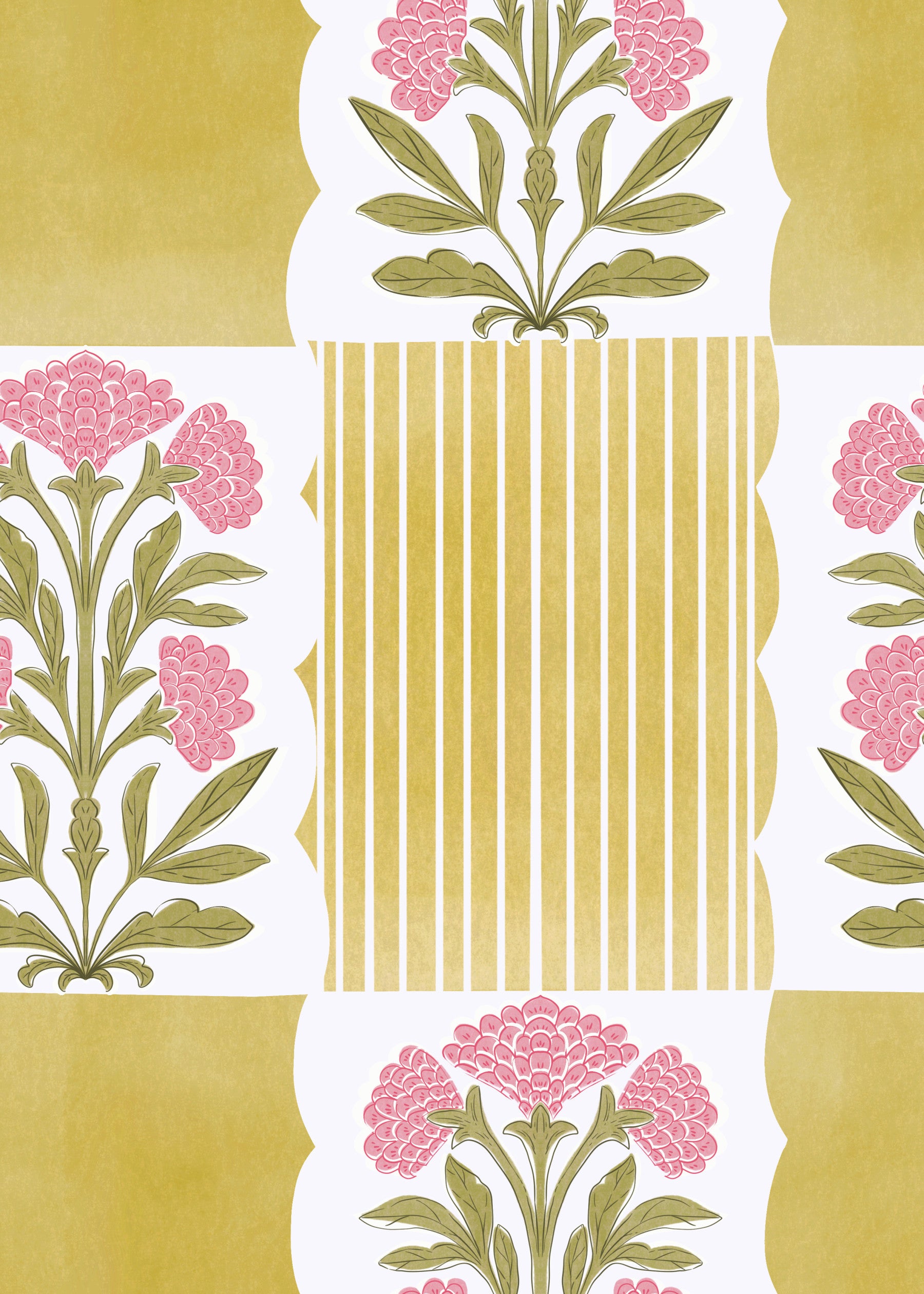 Subtle Stripes & Blooms Wallpaper⁠
