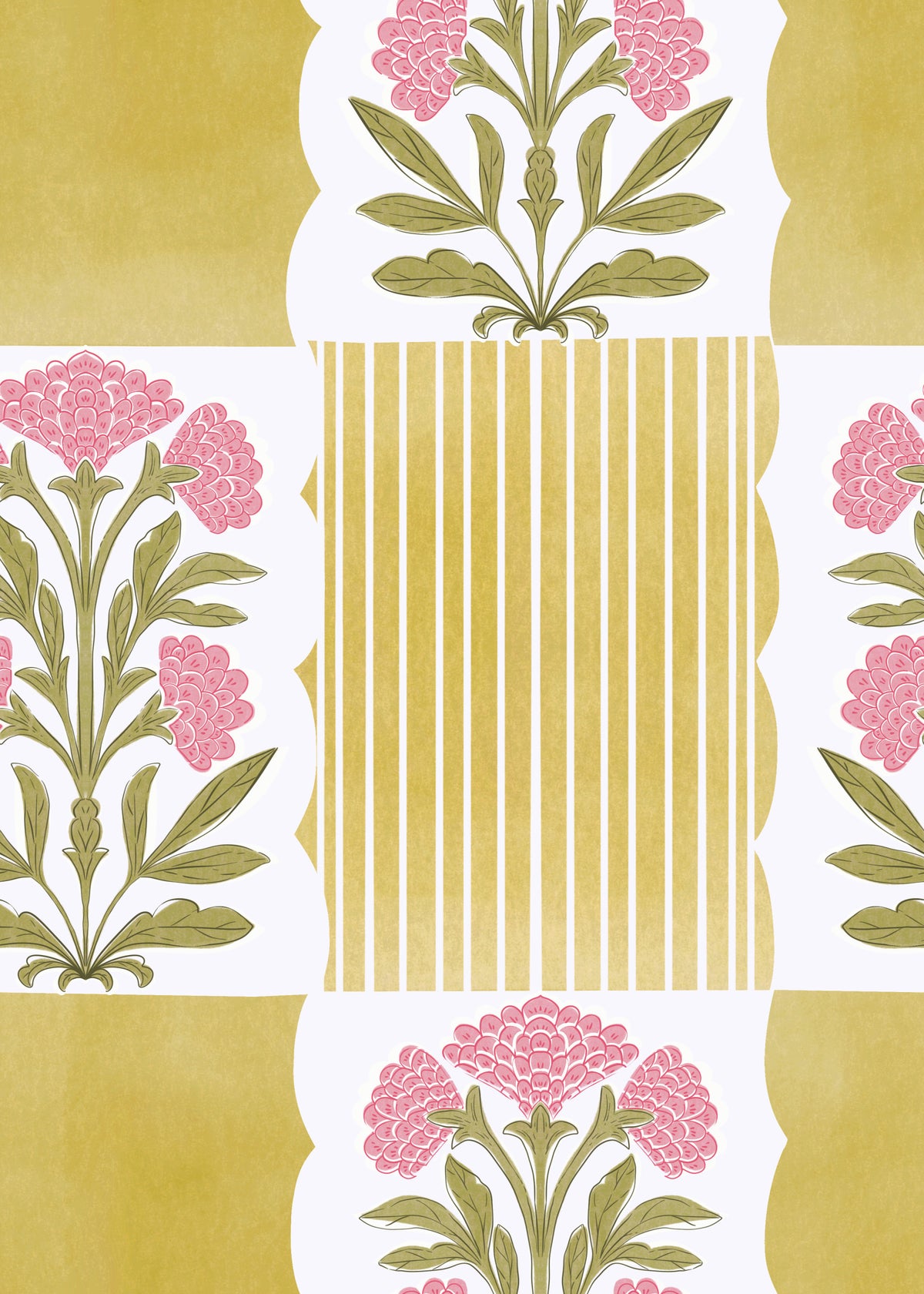 Subtle Stripes & Blooms Wallpaper⁠ in your room — zoomed