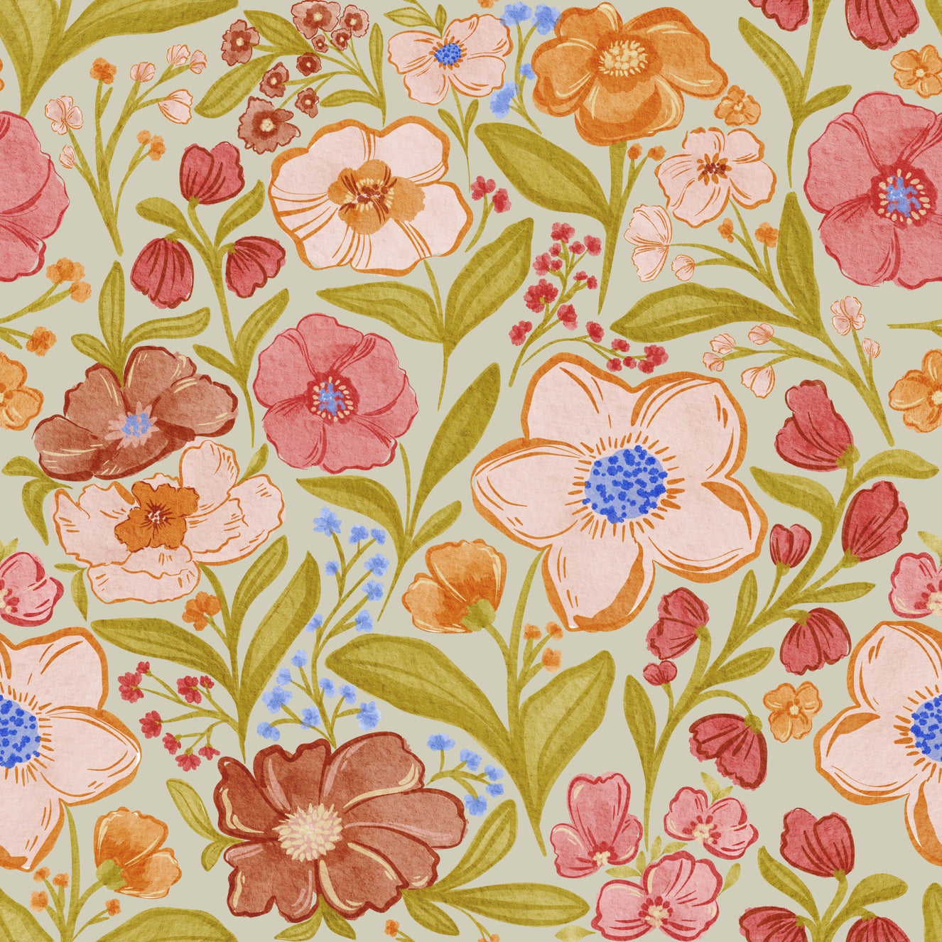 Watercolor Wildflower Meadow Wallpaper⁠