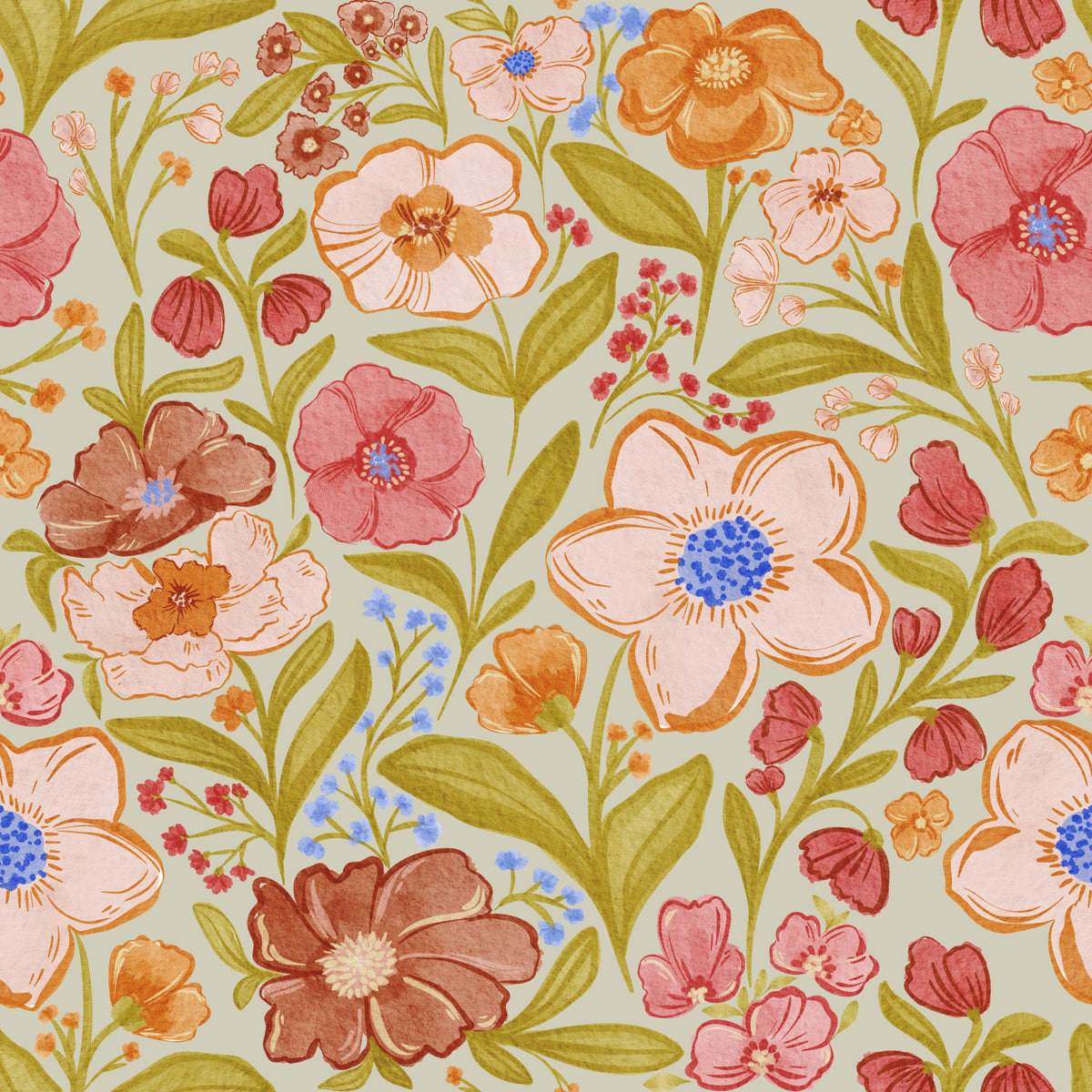 Watercolor Wildflower Meadow Wallpaper⁠ in your room — zoomed