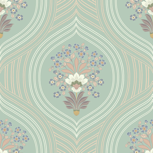 Curved Floral Lines Wallpaper⁠