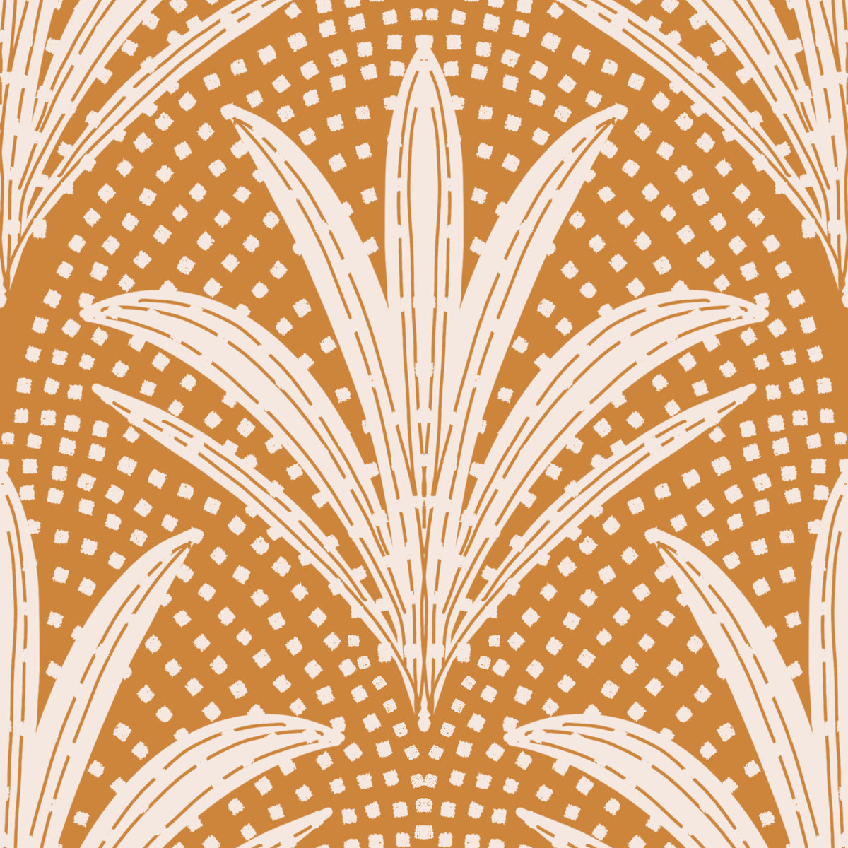 Boho Rustic Palm Radiance Caramel Brown Wallpaper⁠