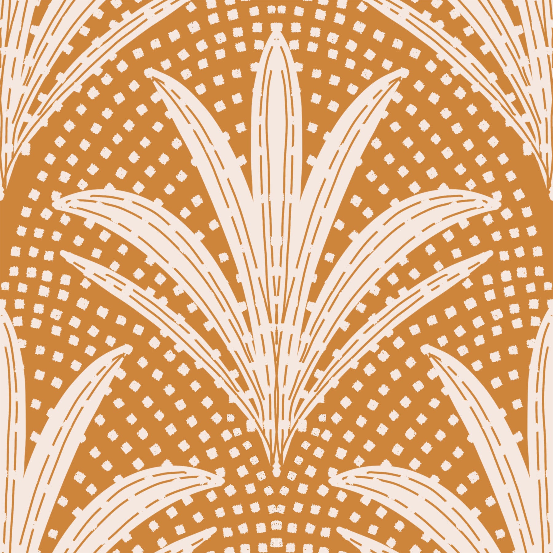 Boho Rustic Palm Radiance Caramel Brown Wallpaper⁠
