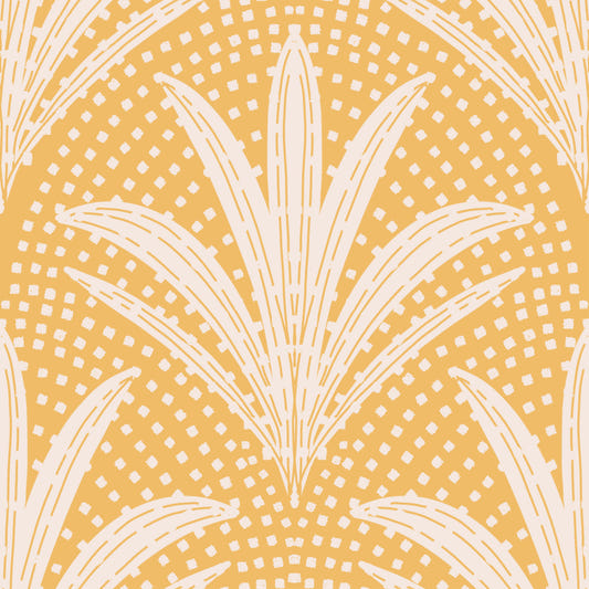 Boho Rustic Palm Radiance Golden Ochre Wallpaper⁠