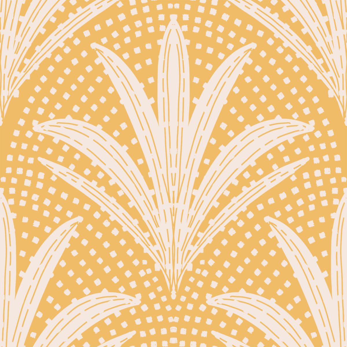 Boho Rustic Palm Radiance Golden Ochre Wallpaper⁠