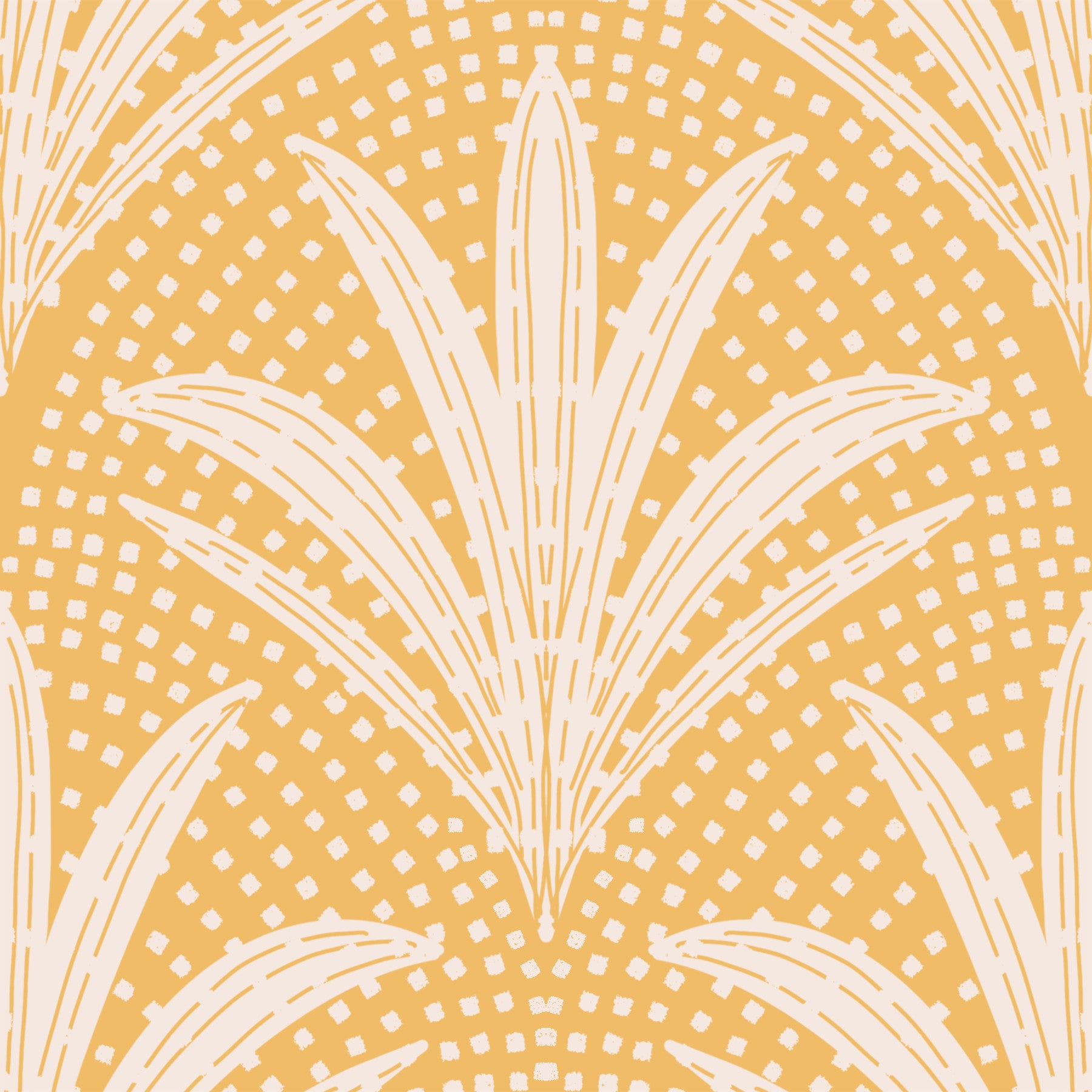 Boho Rustic Palm Radiance Golden Ochre Wallpaper⁠