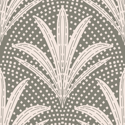 Boho Rustic Palm Radiance Muted Grey Wallpaper⁠