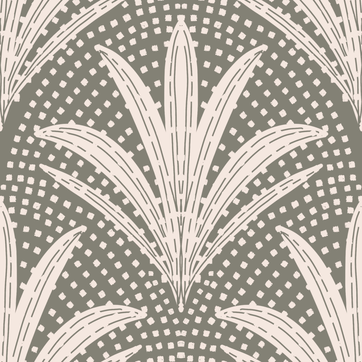 Boho Rustic Palm Radiance Muted Grey Wallpaper⁠