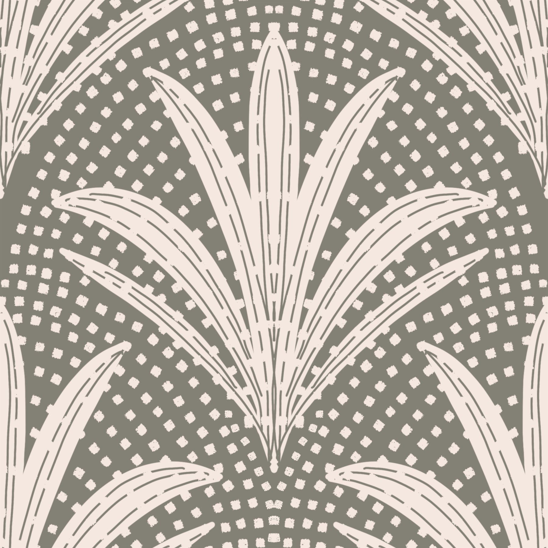 Boho Rustic Palm Radiance Muted Grey Wallpaper⁠