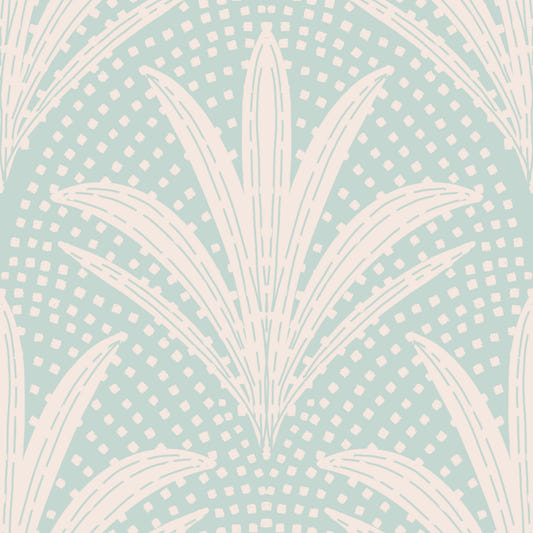 Boho Rustic Palm Radiance Soft Blue Wallpaper⁠