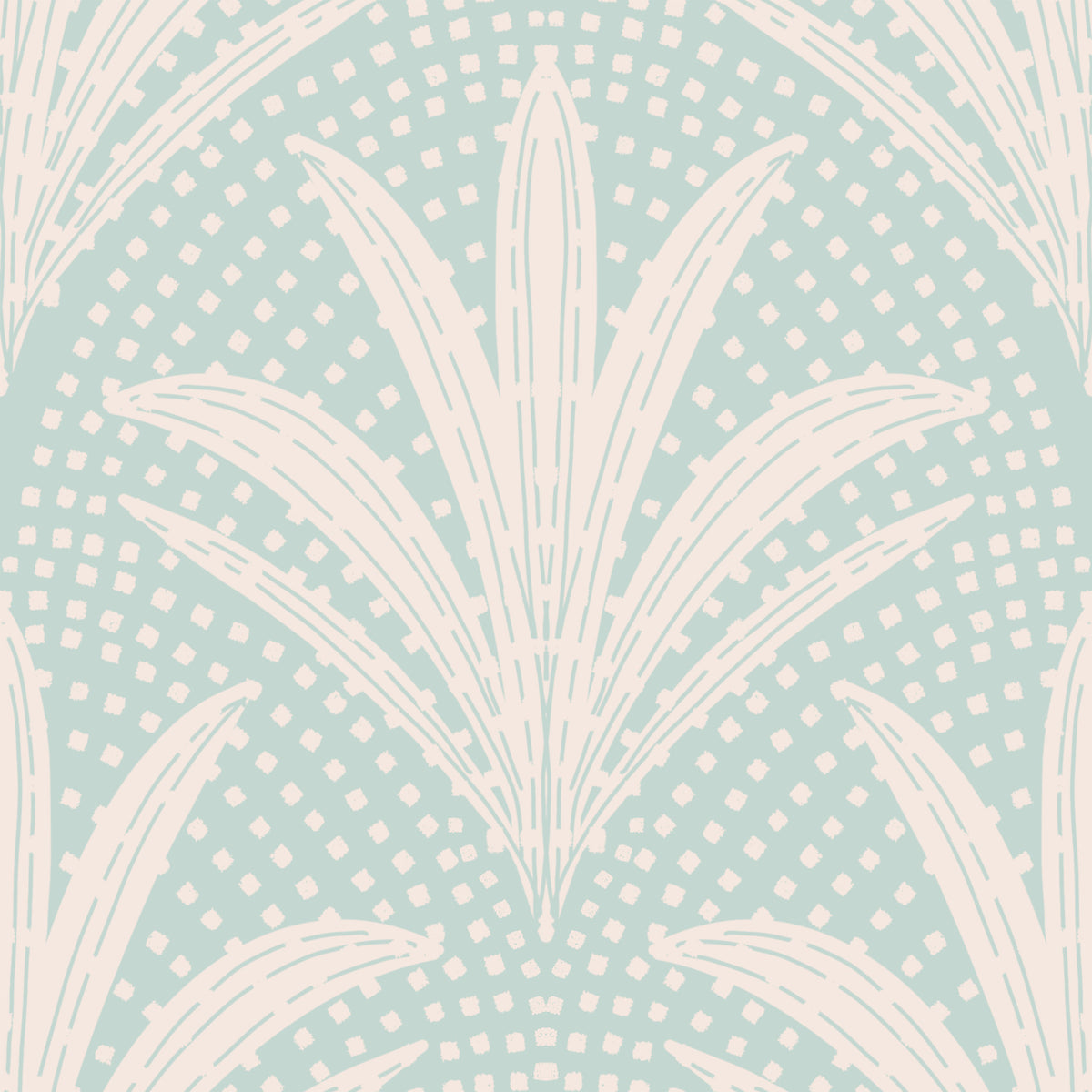 Boho Rustic Palm Radiance Soft Blue Wallpaper⁠