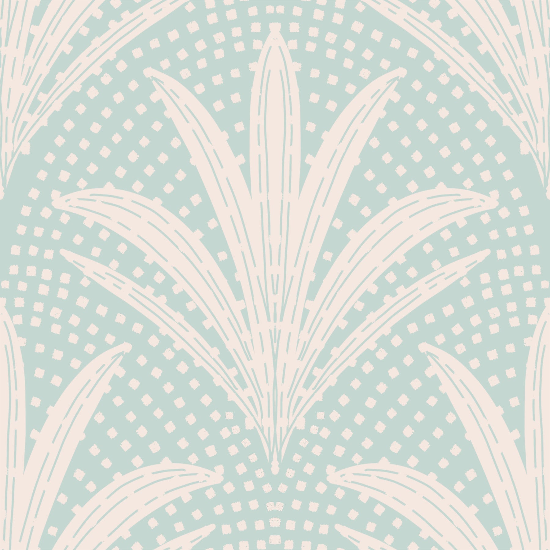 Boho Rustic Palm Radiance Soft Blue Wallpaper⁠