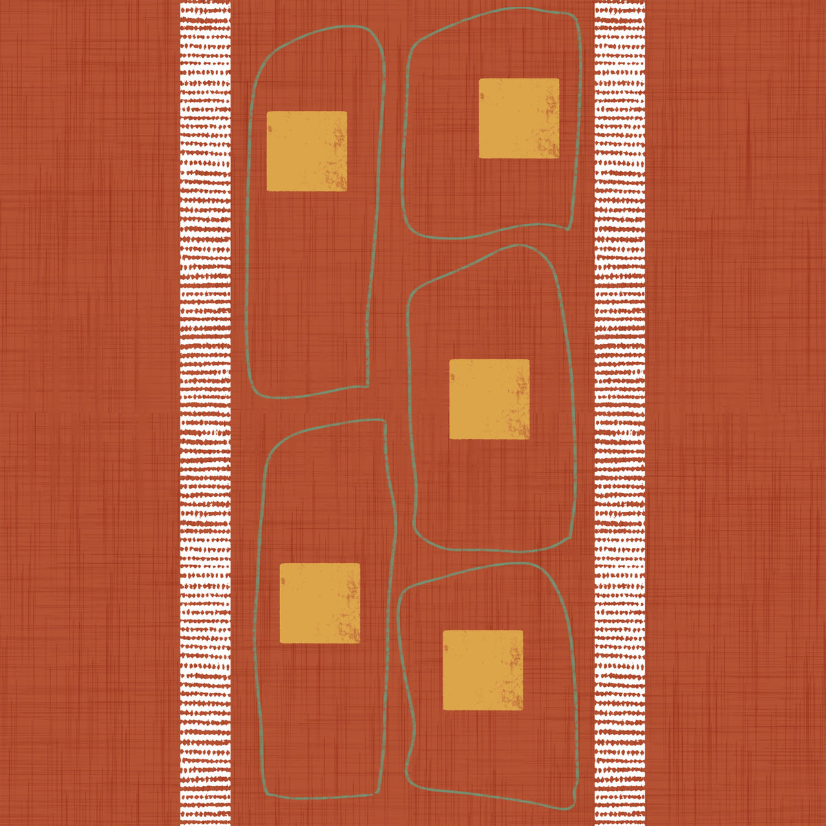 Japandi Frame Lines Terracotta  Wallpaper⁠