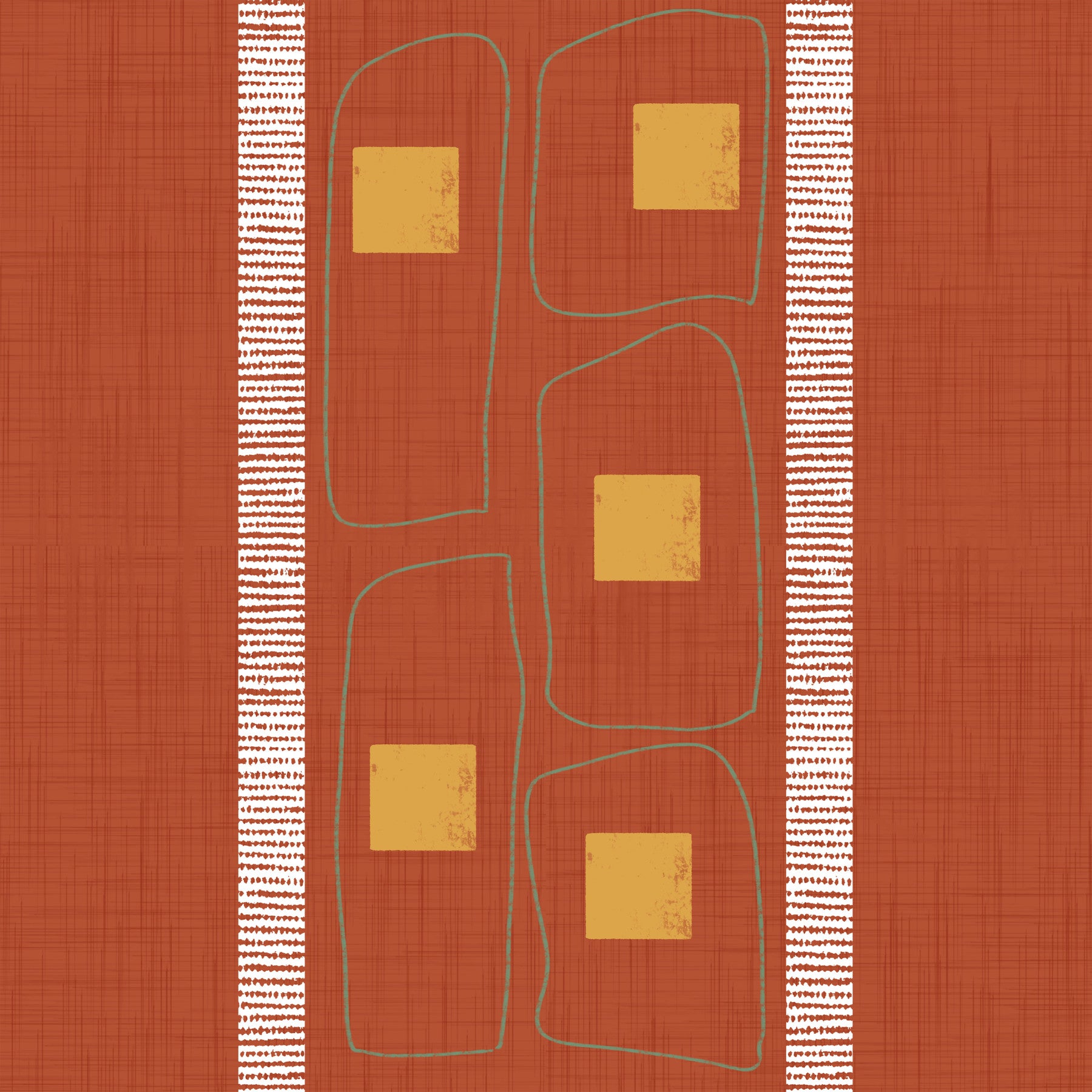 Japandi Frame Lines Terracotta  Wallpaper⁠