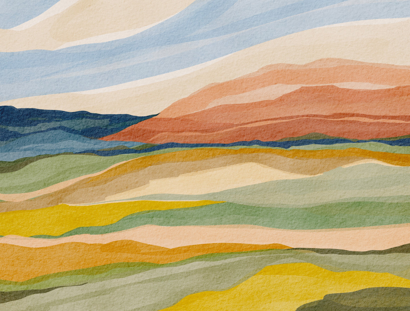 Sunset Over the Hills Wall Mural