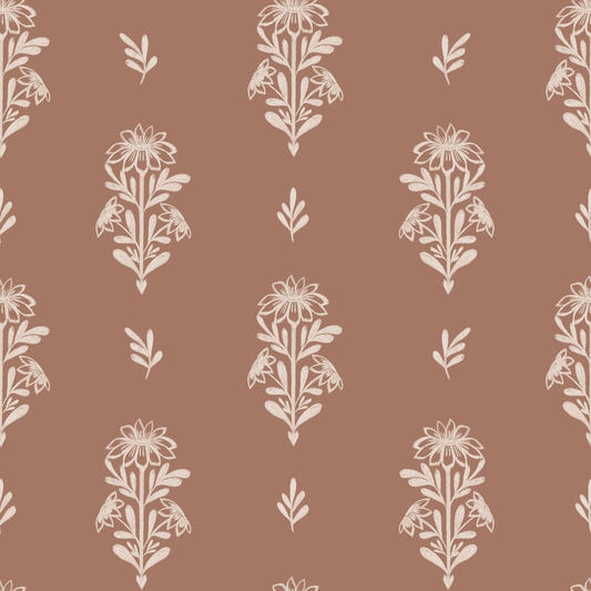 Subtle Terracotta Floral Wallpaper⁠