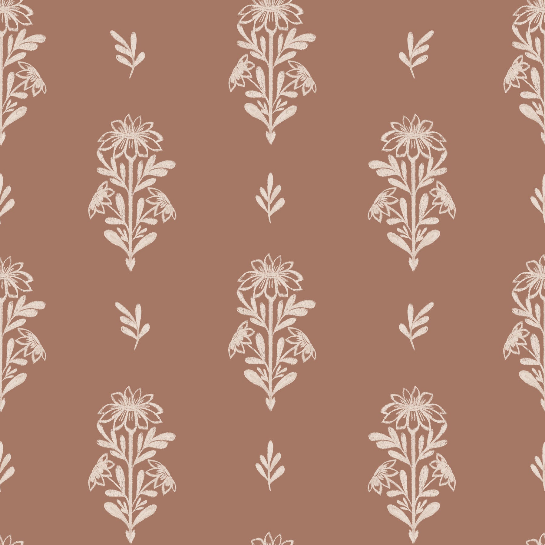 Subtle Terracotta Floral Wallpaper⁠