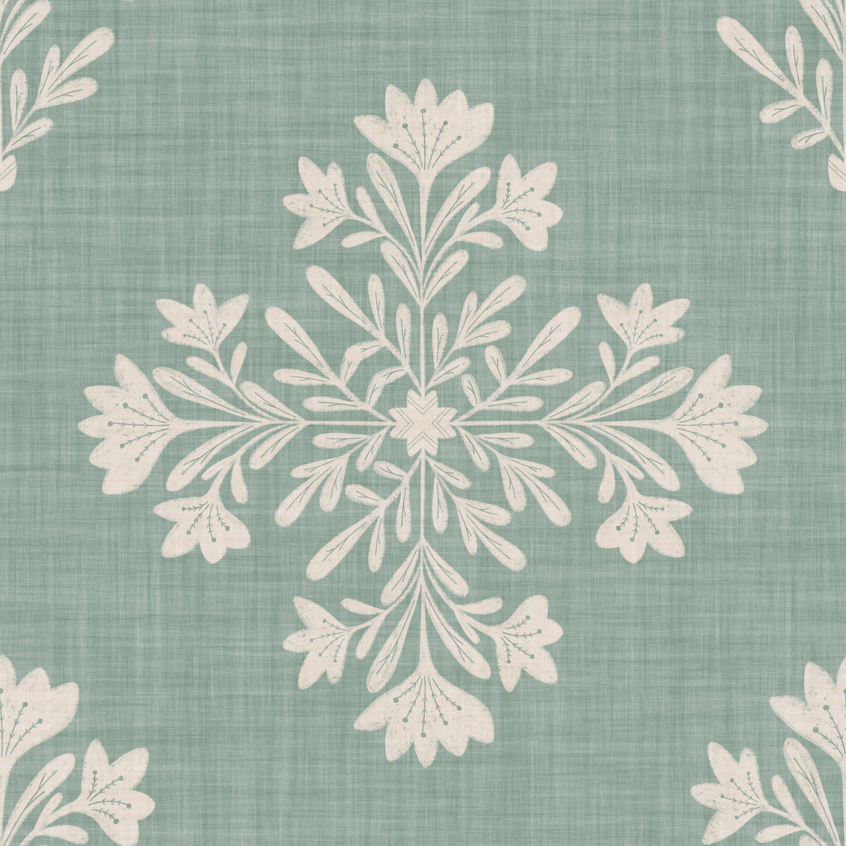 Sage & Cream Botanical Wallpaper⁠ in your room — zoomed