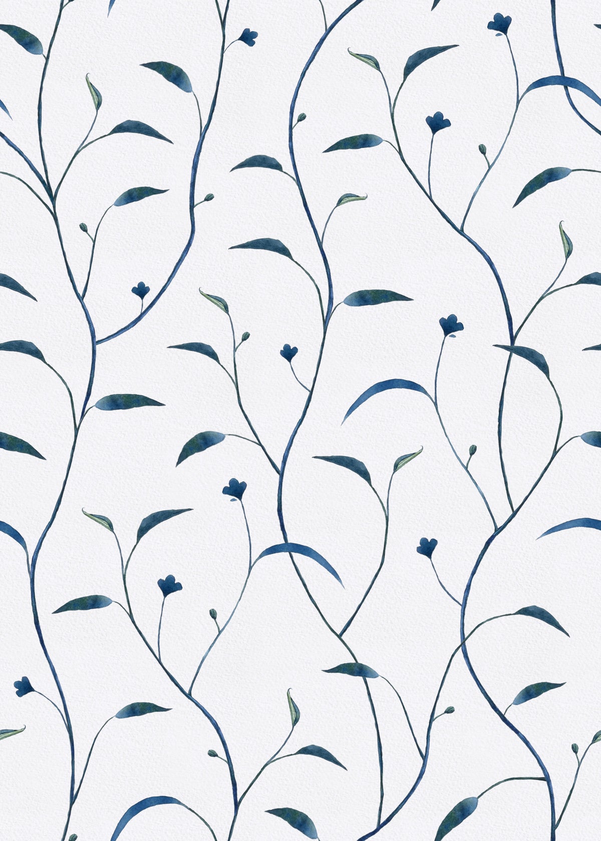 Sprout & Vine - Indigo + Green Wallpaper⁠ in your room — zoomed