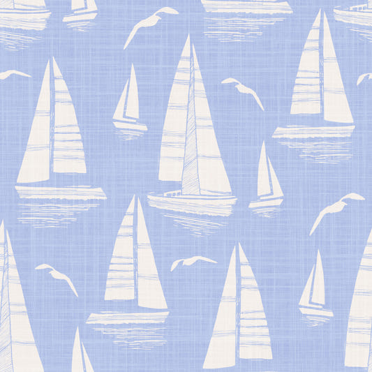 Seaside Regatta With Seagulls Sky Blue Wallpaper⁠