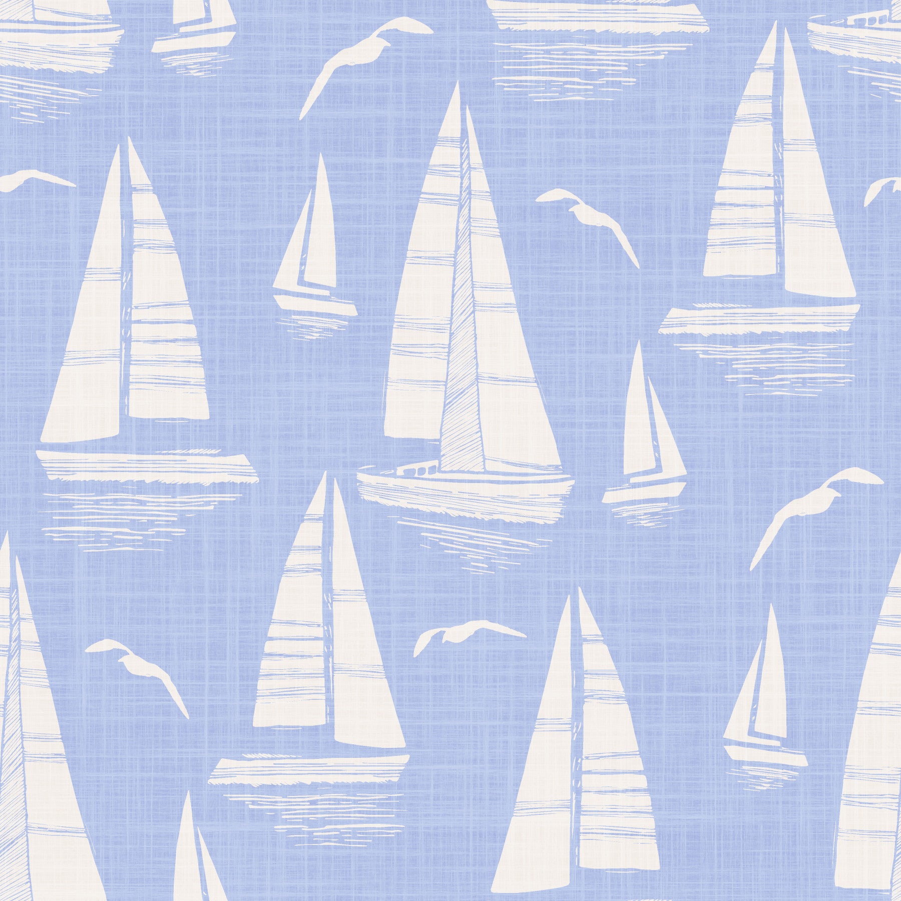 Seaside Regatta With Seagulls Sky Blue Wallpaper⁠