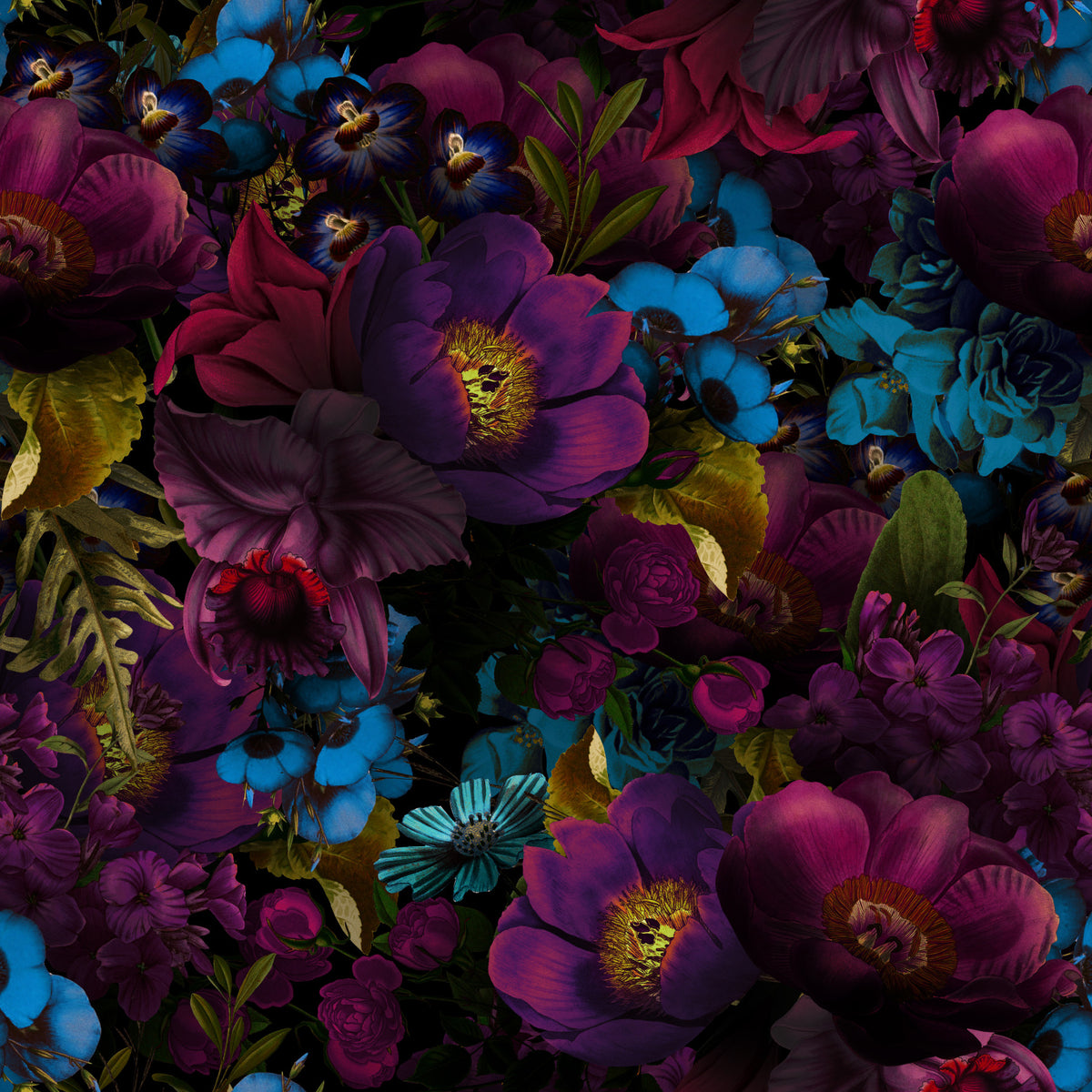 Grandmillennial Dramatic Glamour Heritage Gothic Dark Moody Florals 3 Wallpaper⁠