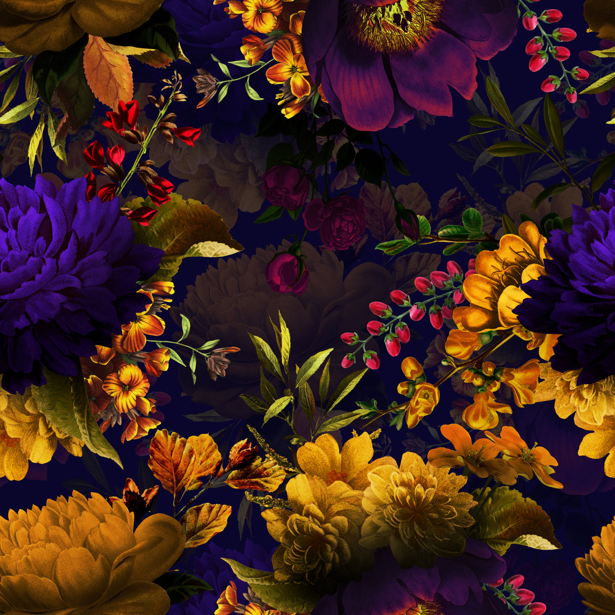 Grandmillennial Dramatic Glamour Heritage Gothic Dark Moody Florals 6 Wallpaper⁠