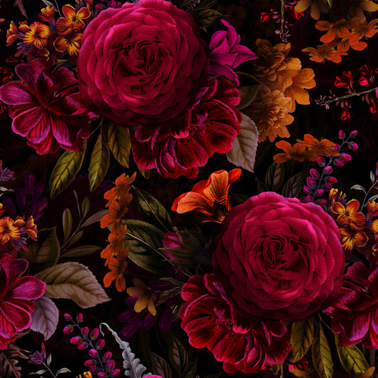 Grandmillennial Dramatic Glamour Heritage Gothic Dark Moody Florals 7 Wallpaper⁠