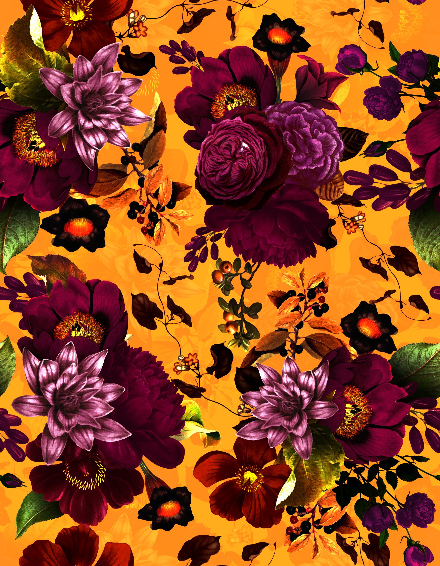 Grandmillennial Dramatic Glamour Heritage Gothic Dark Moody Florals 9 Wallpaper⁠