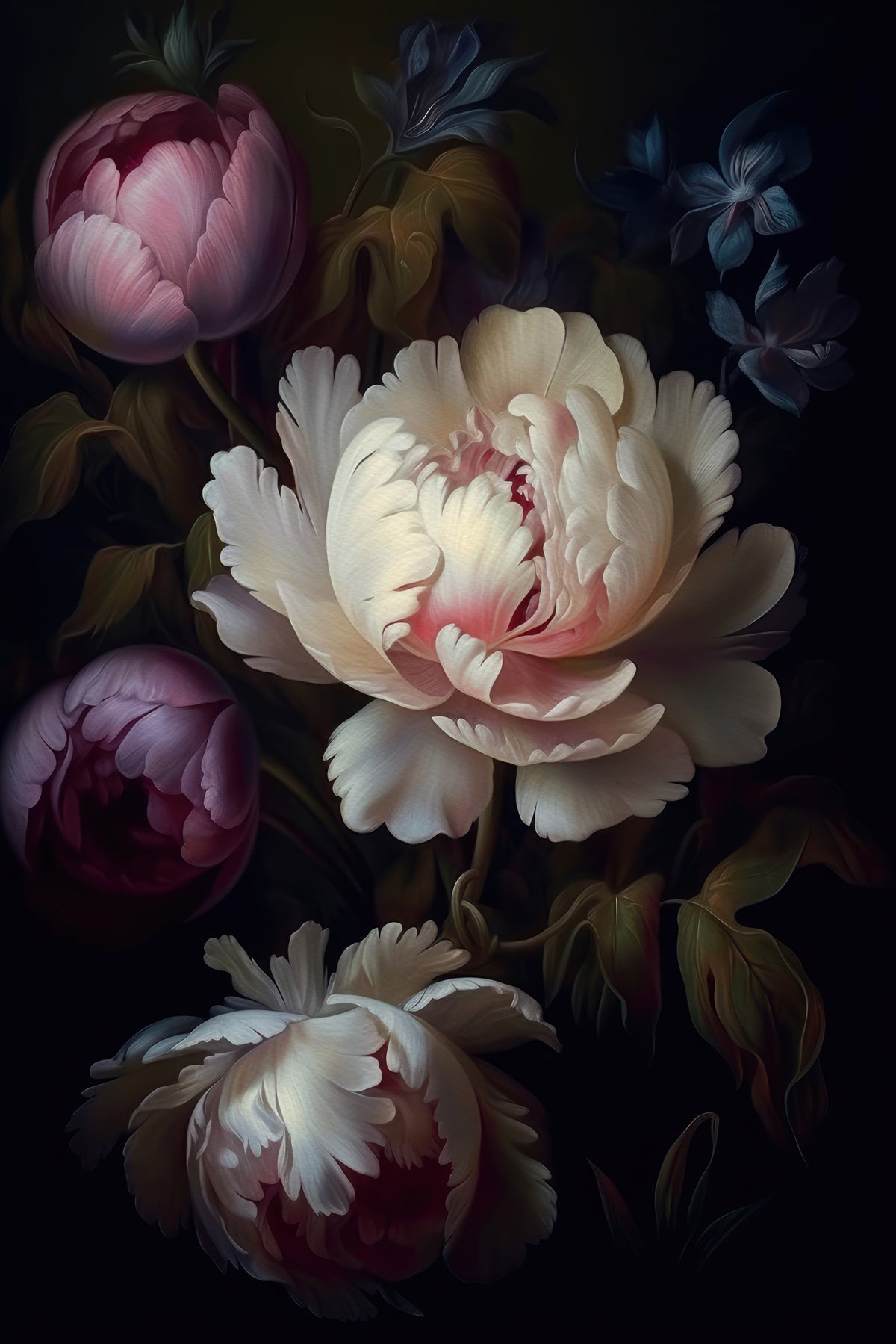 Grandmillennial Dramatic Glamour Heritage Gothic Dark Moody Florals 3 Wall Mural in your room — zoomed