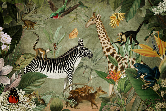 Vintage Whispers of the Jungle Wall Mural