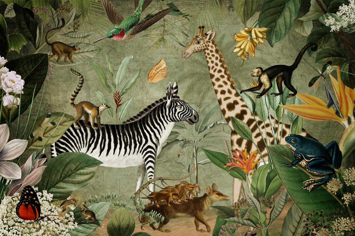 Vintage Whispers of the Jungle Wall Mural