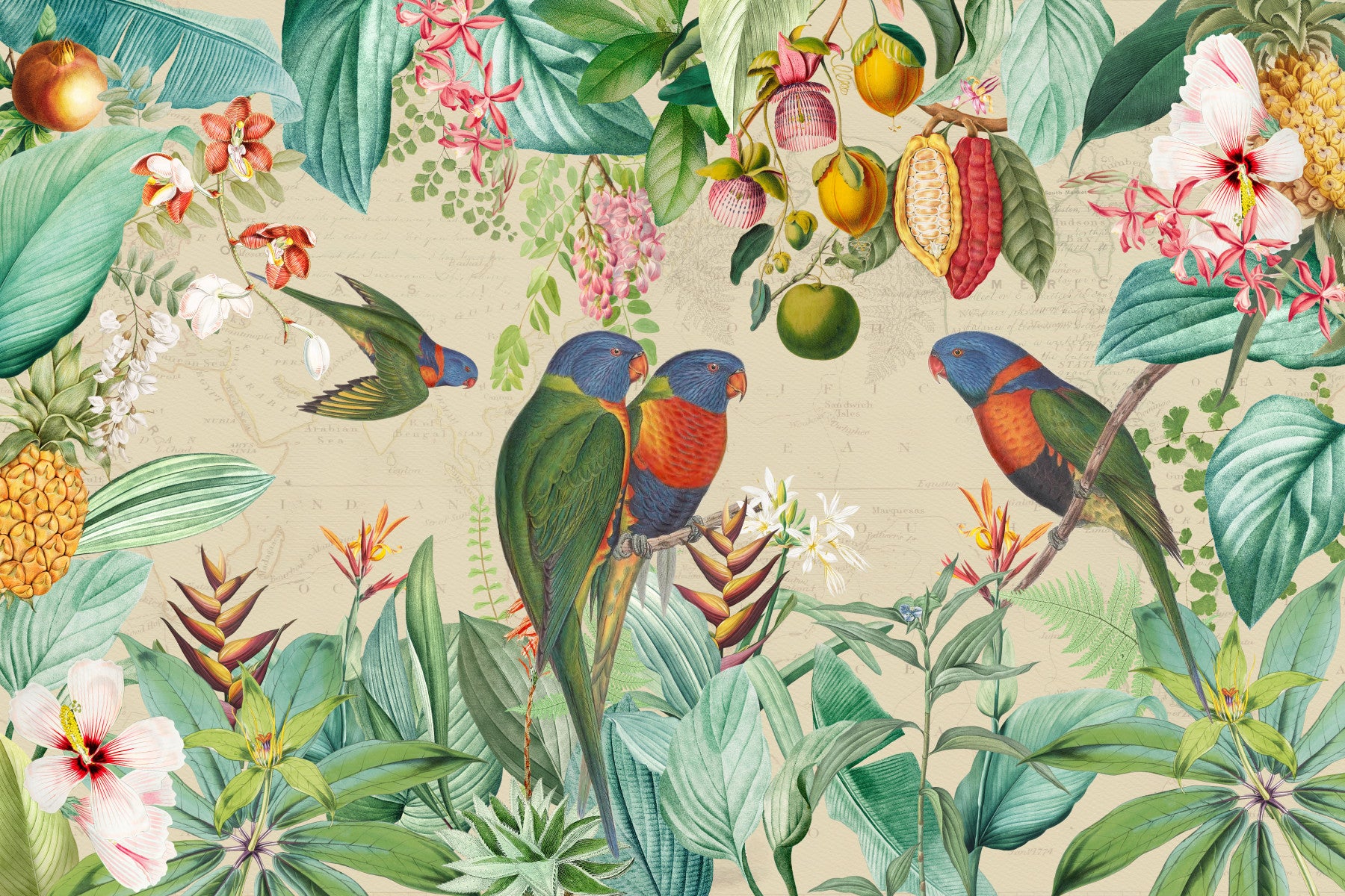 Vintage Tropical Expedition Wall Mural