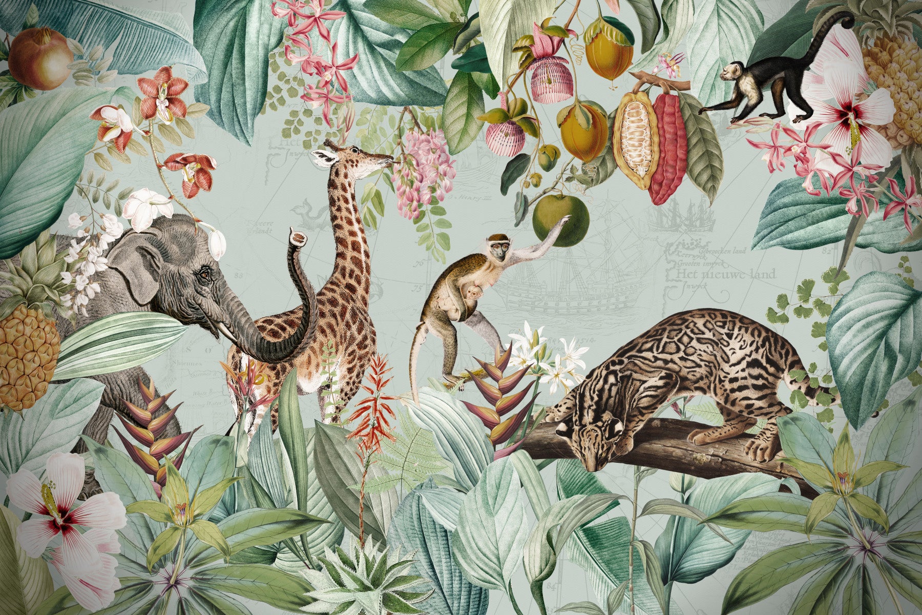 Whispers of the Wild: A Tropical Vintage Expedition Wall Mural