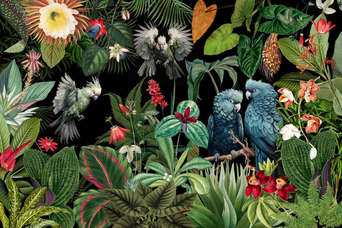 Tropical Vintage Paradise Collage Wall Mural in your room — zoomed