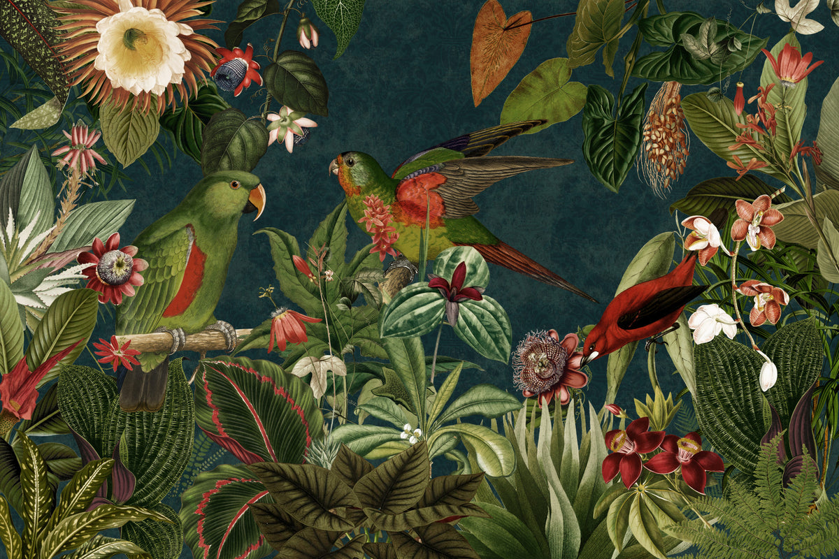 Secret Vintage Garden of the Tropics Wall Mural