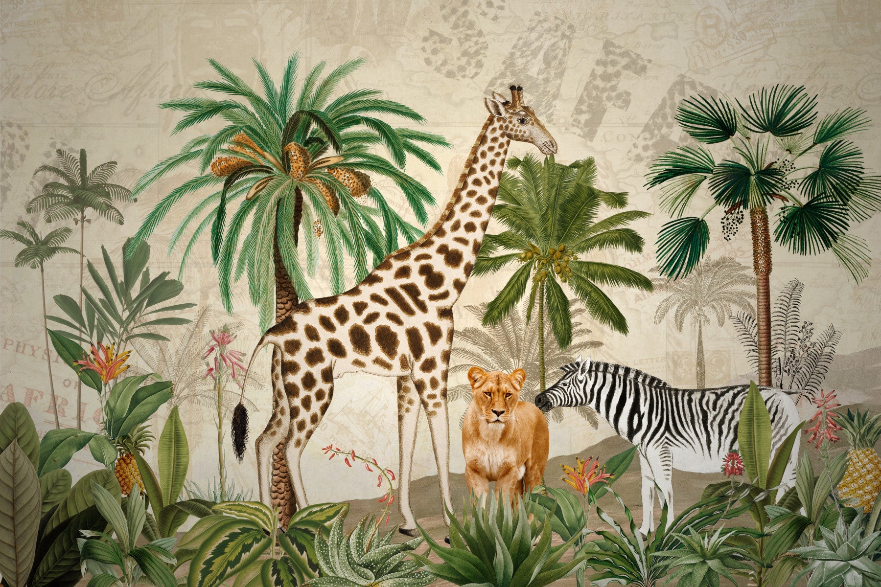 Vintage African Oasis Wall Mural