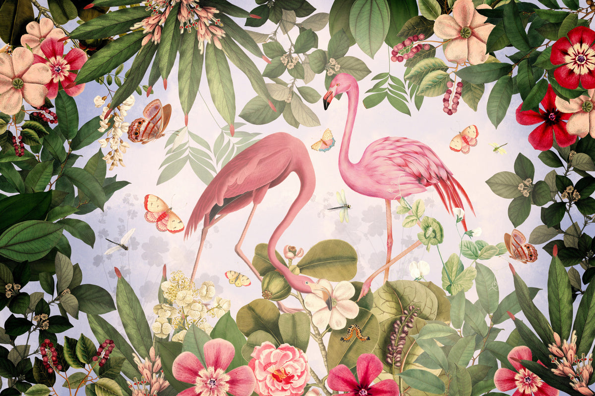 Botanical Flamingo Dream Wall Mural
