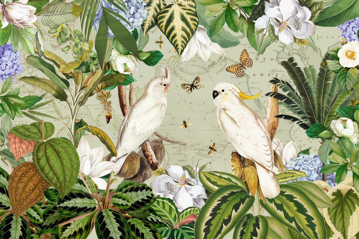 Botanical Explorers Wall Mural in your room — zoomed
