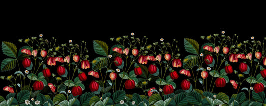 Midnight Strawberry Garden Wall Mural