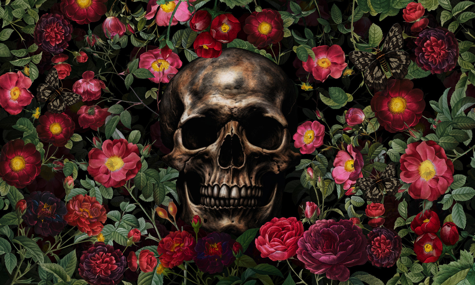 Memento Mori Roses Wall Mural