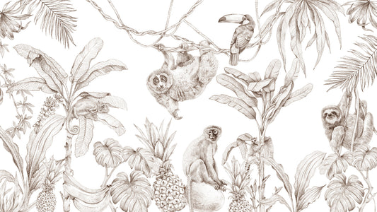 Sepia Jungle Reverie Wall Mural