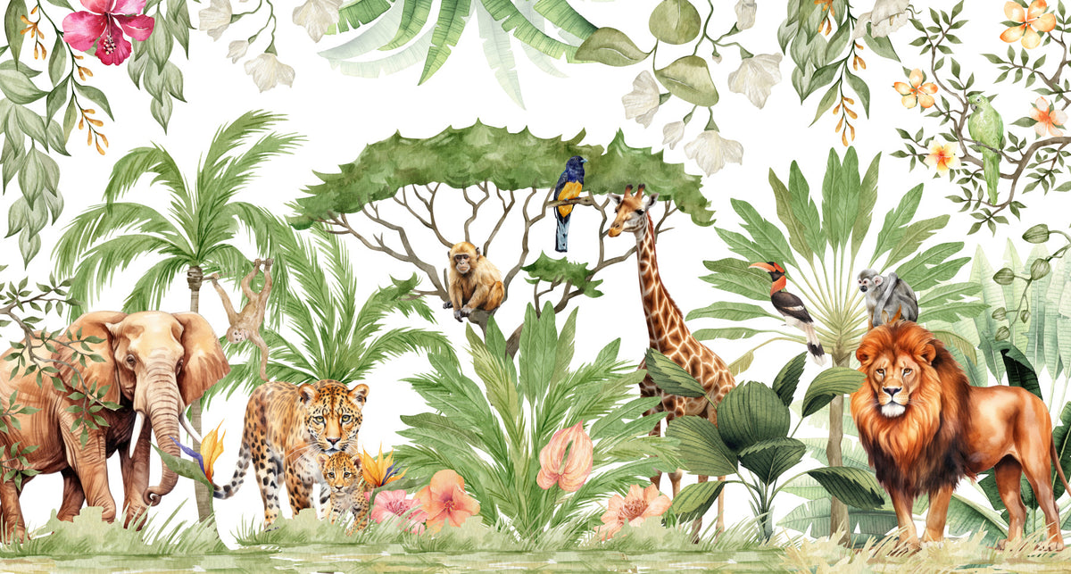 Wild Watercolor Wonders Wall Mural in your room — zoomed