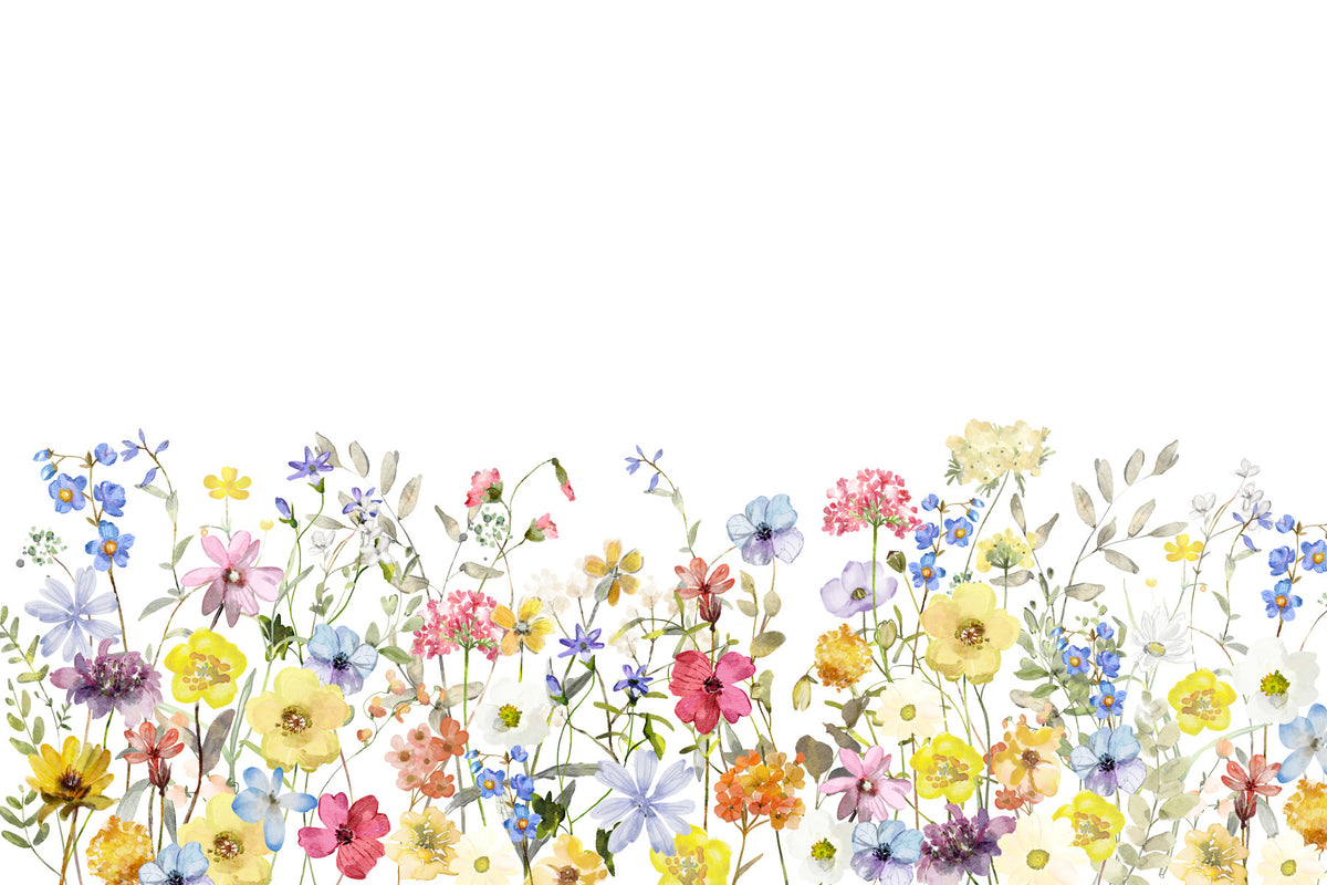 Watercolor Wildflower Meadow 1 Wall Mural in your room — zoomed