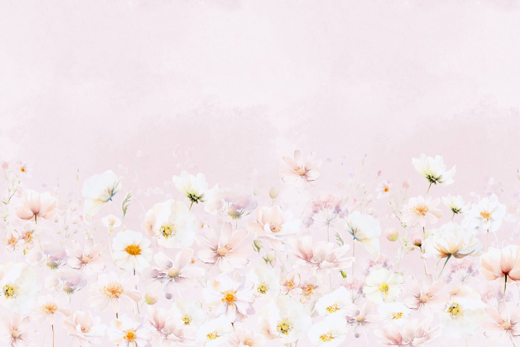 Blush Blossom Meadow Wall Mural